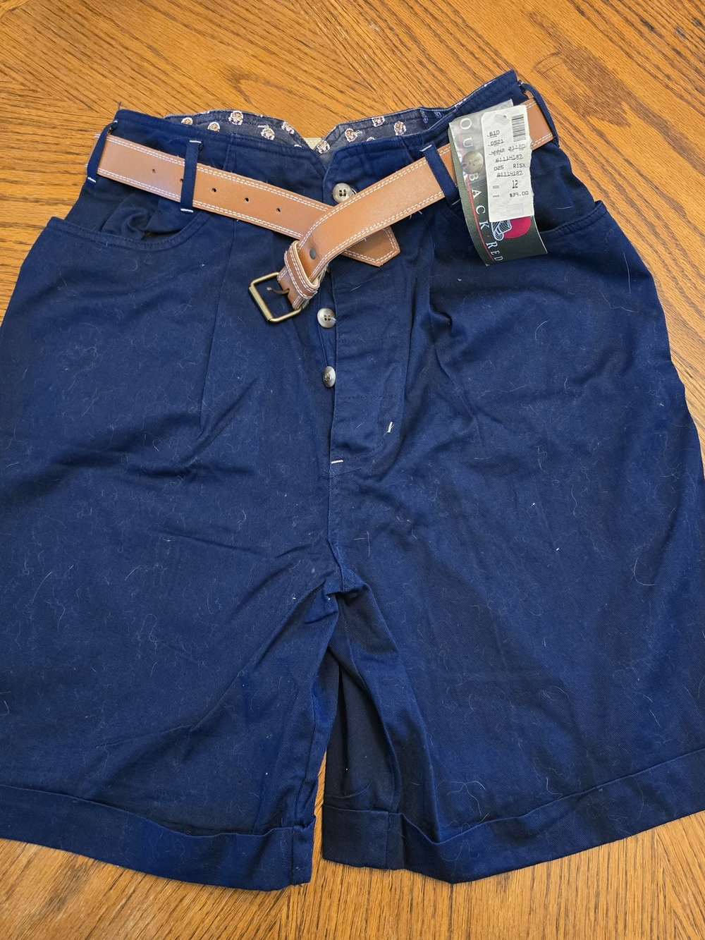 Outback Red Navy High-Waist Women's Bermudas with Tan Belt